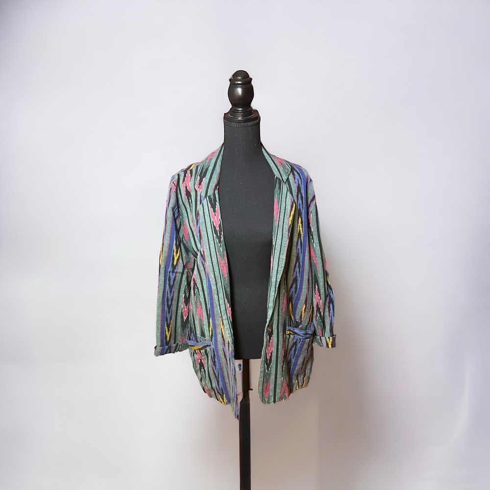 Vintage Ikat Southwest colorful blazer 80’s